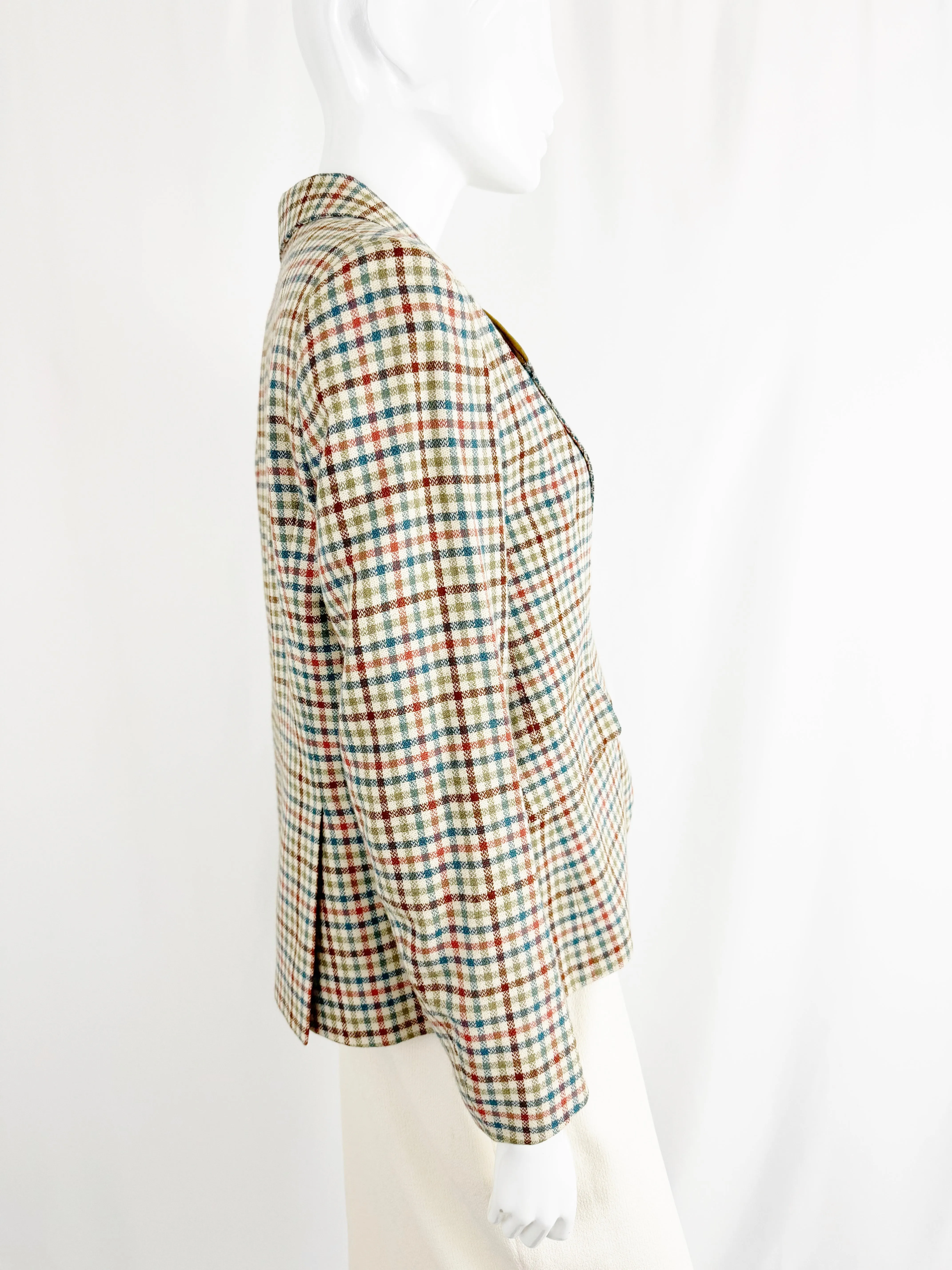 Vintage Hermes Wool Check Blazer Size L