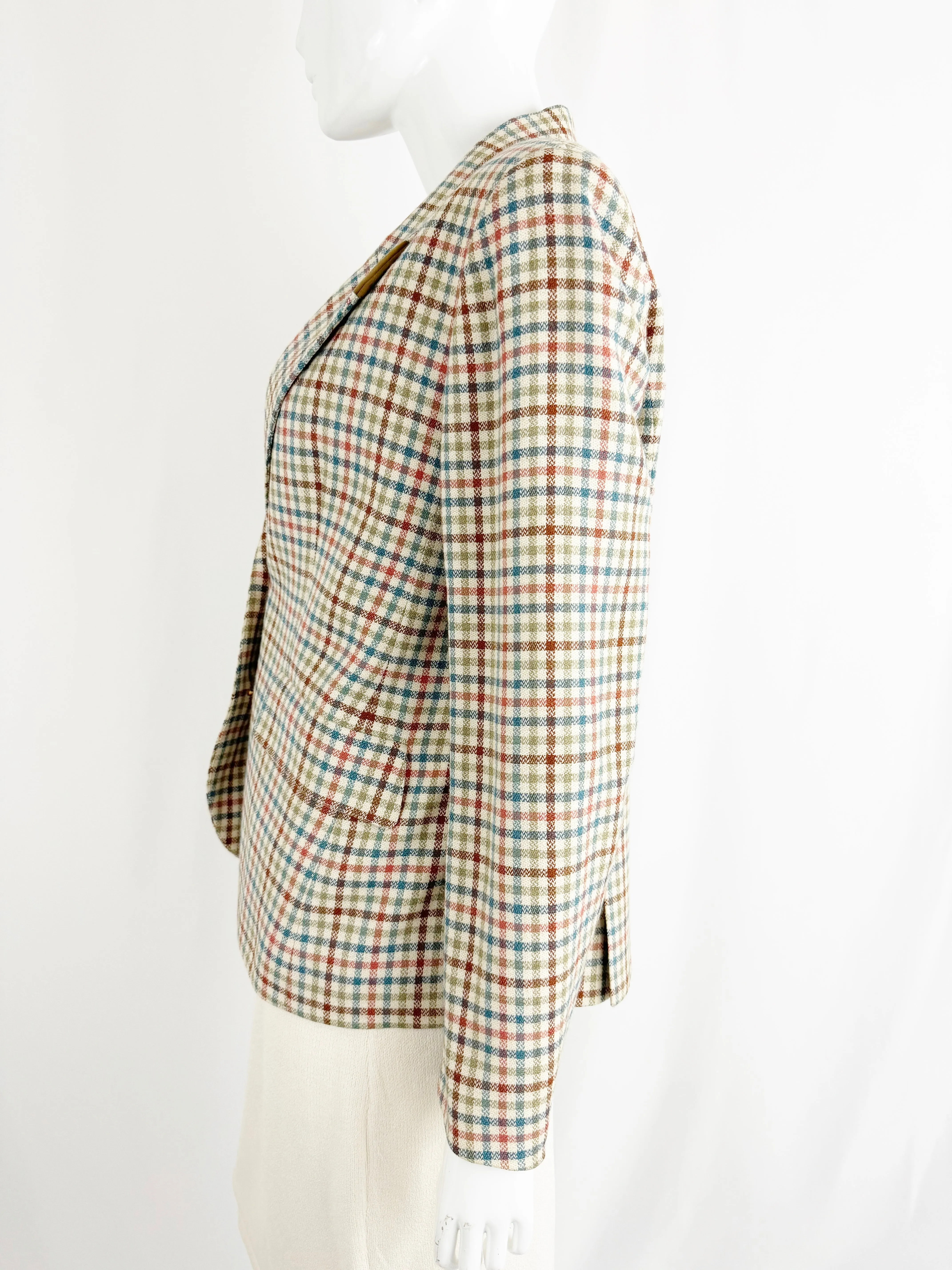 Vintage Hermes Wool Check Blazer Size L