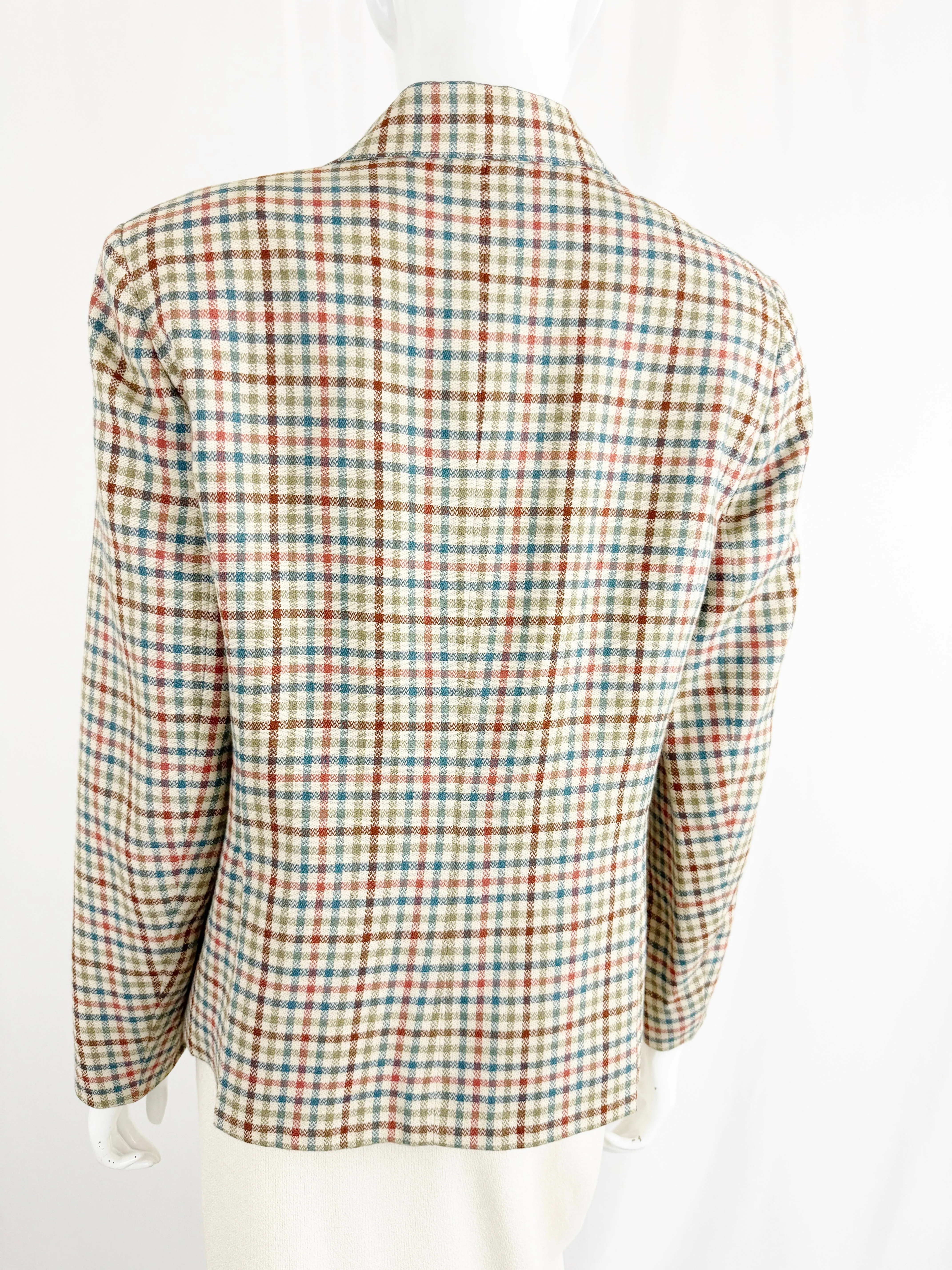 Vintage Hermes Wool Check Blazer Size L