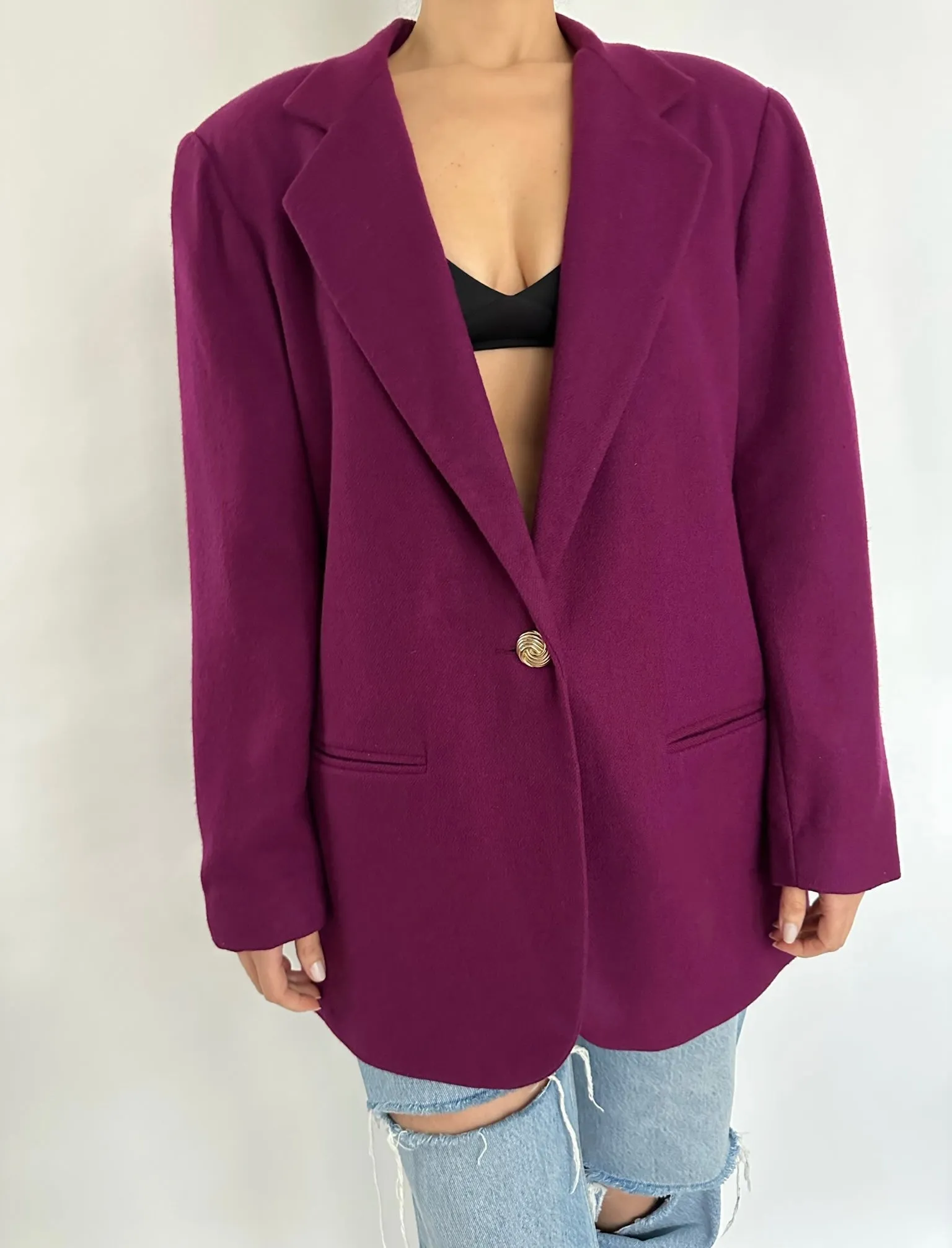 VINTAGE WOOL VIOLET BLAZER - SIZE L
