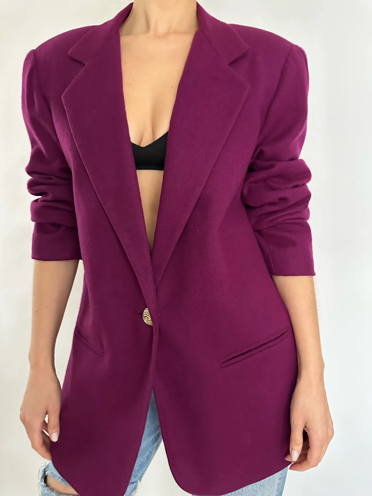 VINTAGE WOOL VIOLET BLAZER - SIZE L
