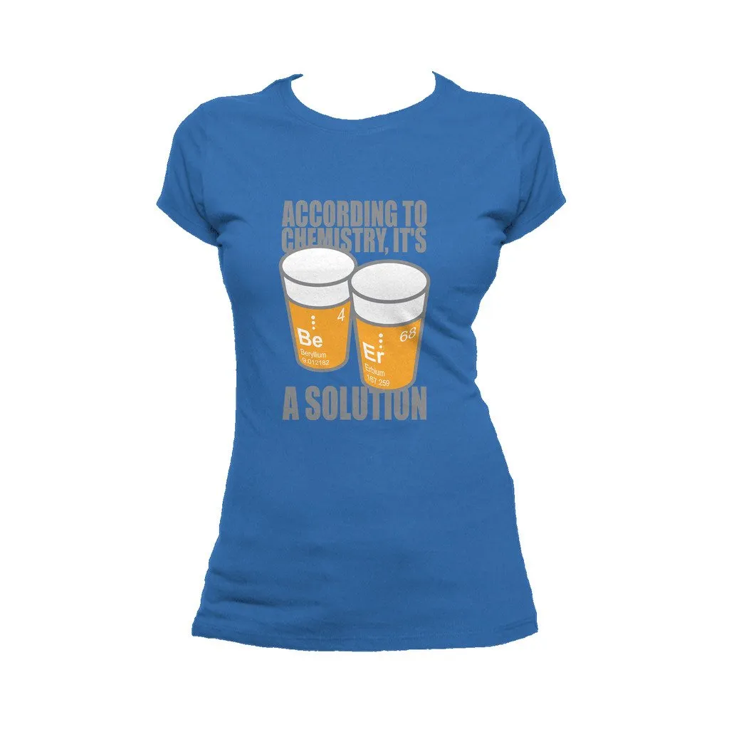 Weird Science Be-Er: It's A Solution Official Women's T-shirt (Royal Blue)