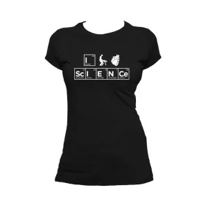 Weird Science I (Stick Figure Anatomical Heart) Science Official Women's T-shirt (Black)