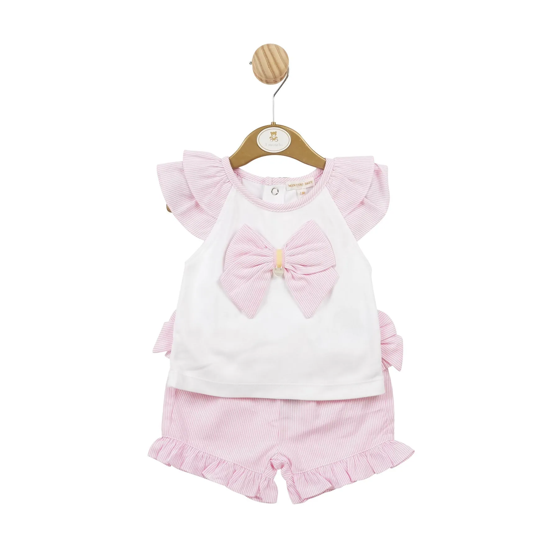 White and Pink Stripe Top and Short Set