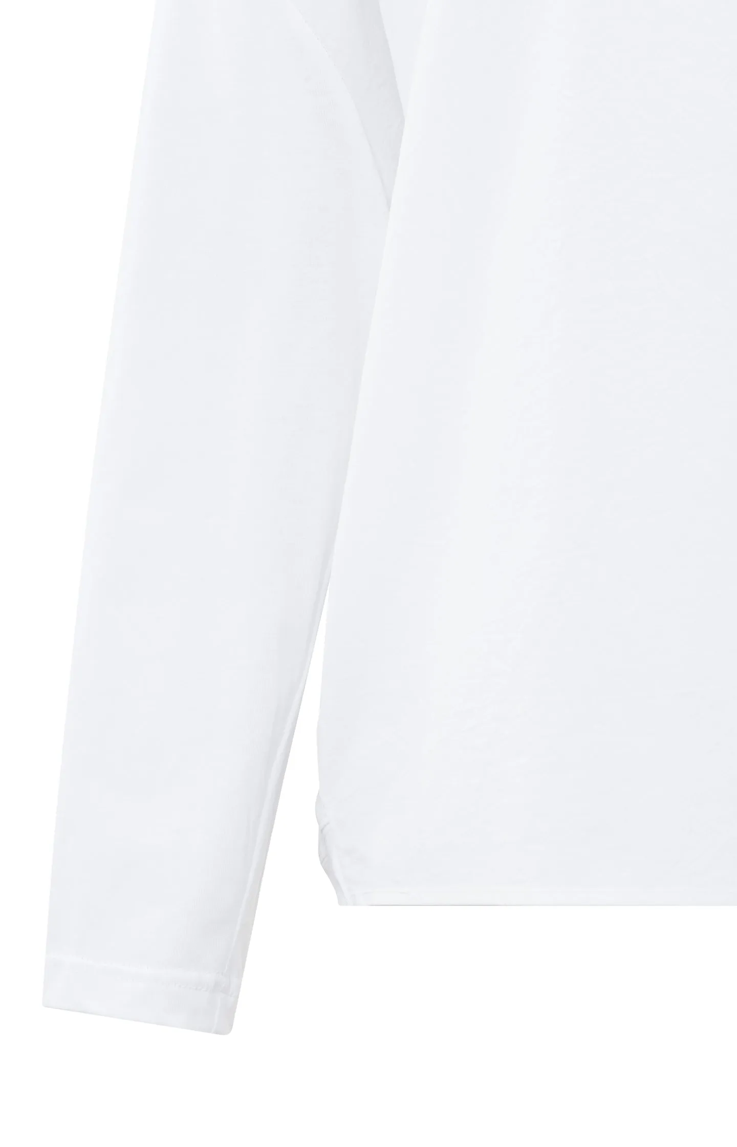 White long-sleeve top with round neck in mixed materials