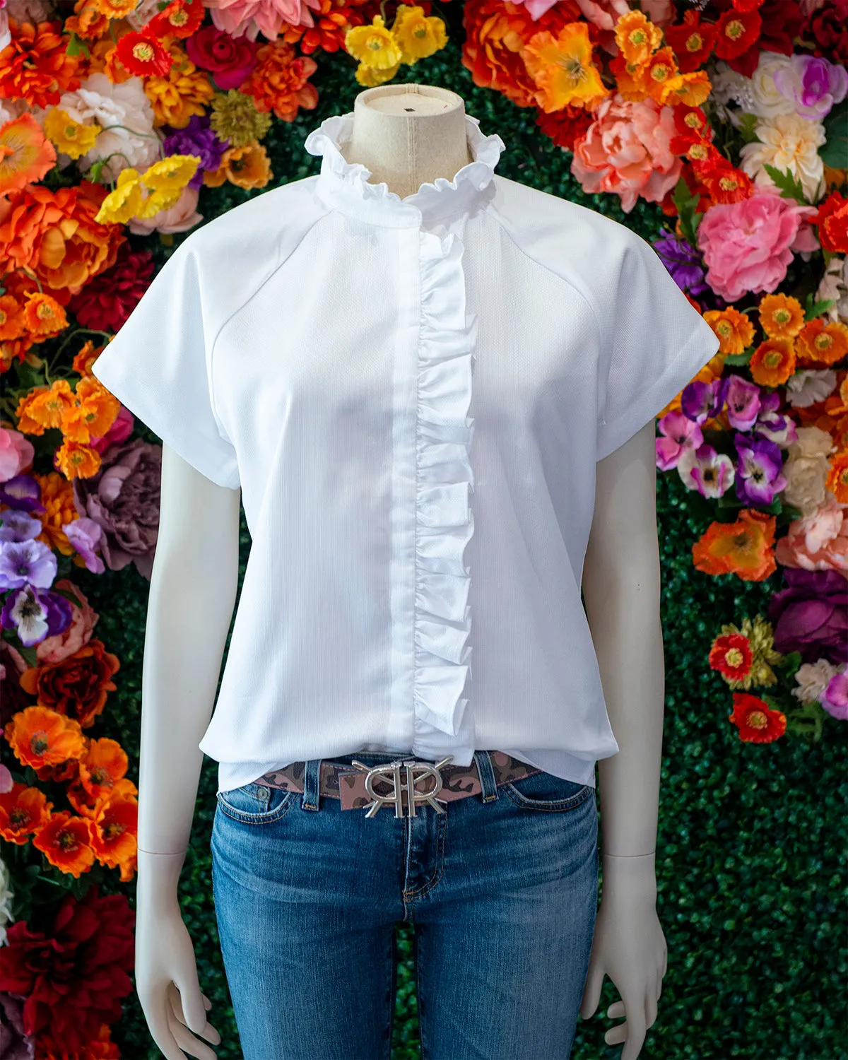 White Pique Raglan Ruffle