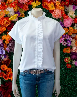 White Pique Raglan Ruffle