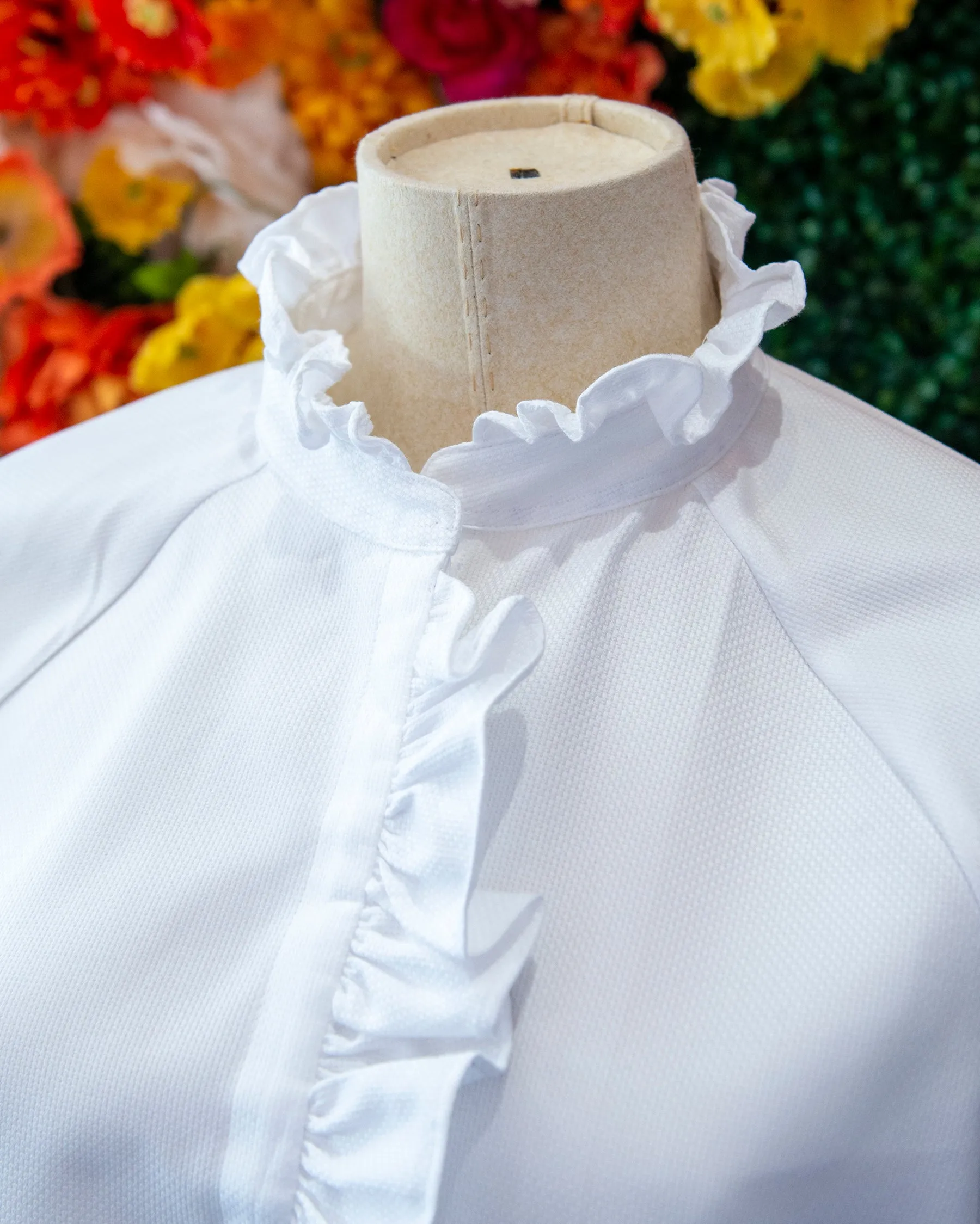 White Pique Raglan Ruffle