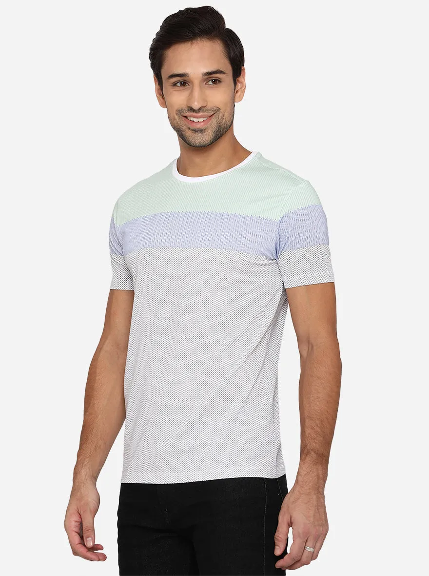 White Printed Slim Fit T-Shirt | JadeBlue