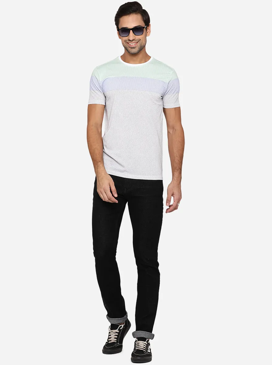 White Printed Slim Fit T-Shirt | JadeBlue