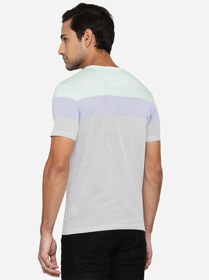 White Printed Slim Fit T-Shirt | JadeBlue