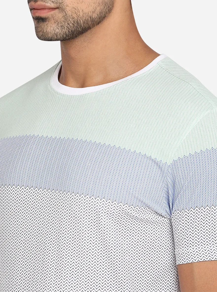 White Printed Slim Fit T-Shirt | JadeBlue