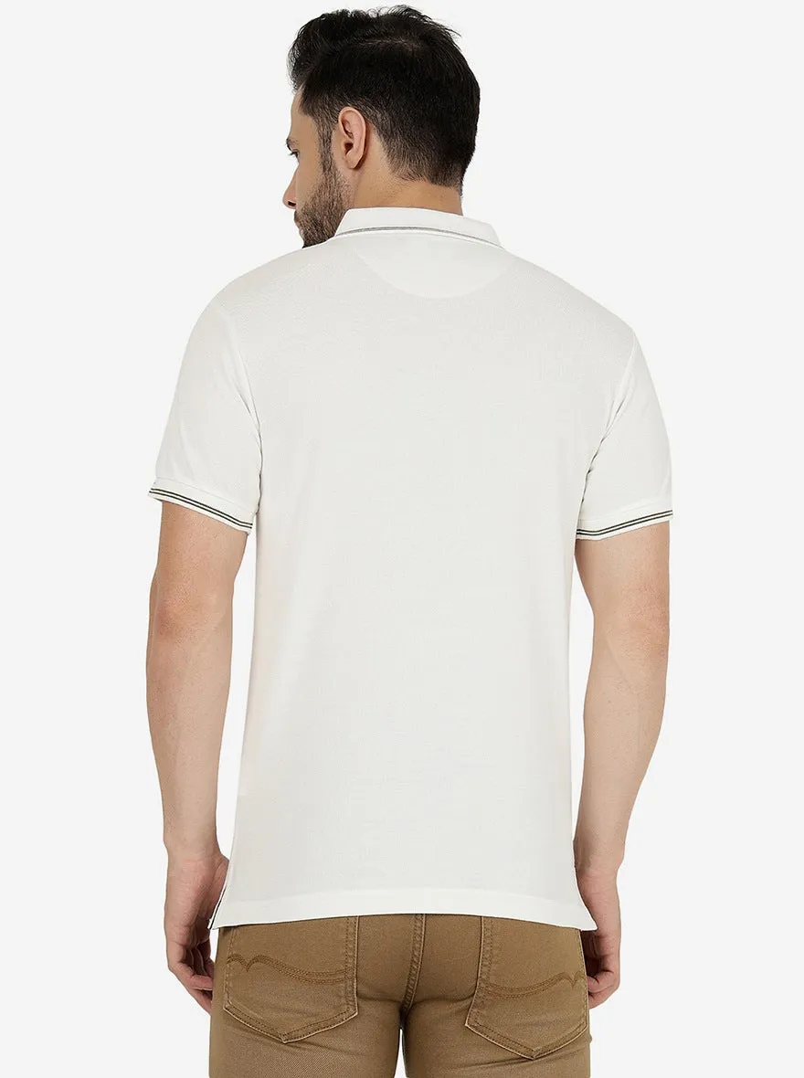 White Solid Slim Fit Polo T-Shirt | Greenfibre