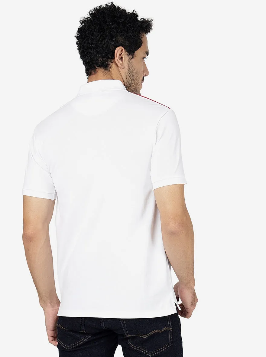 White Solid Slim Fit Polo T-Shirt | JadeBlue