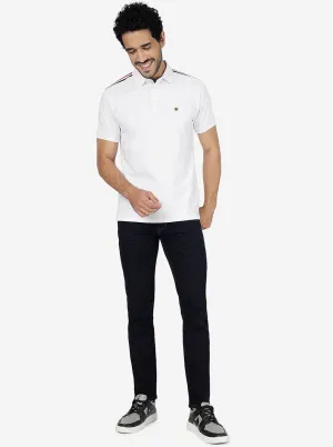 White Solid Slim Fit Polo T-Shirt | JadeBlue