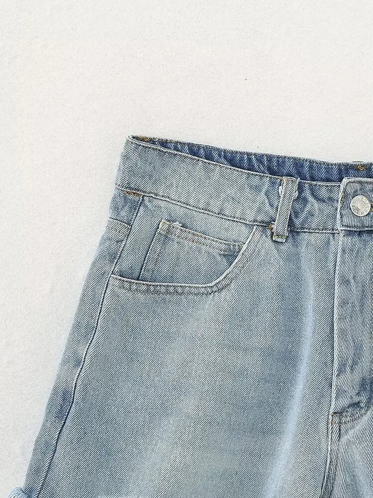 Women French Brushed Burr Denim Shorts