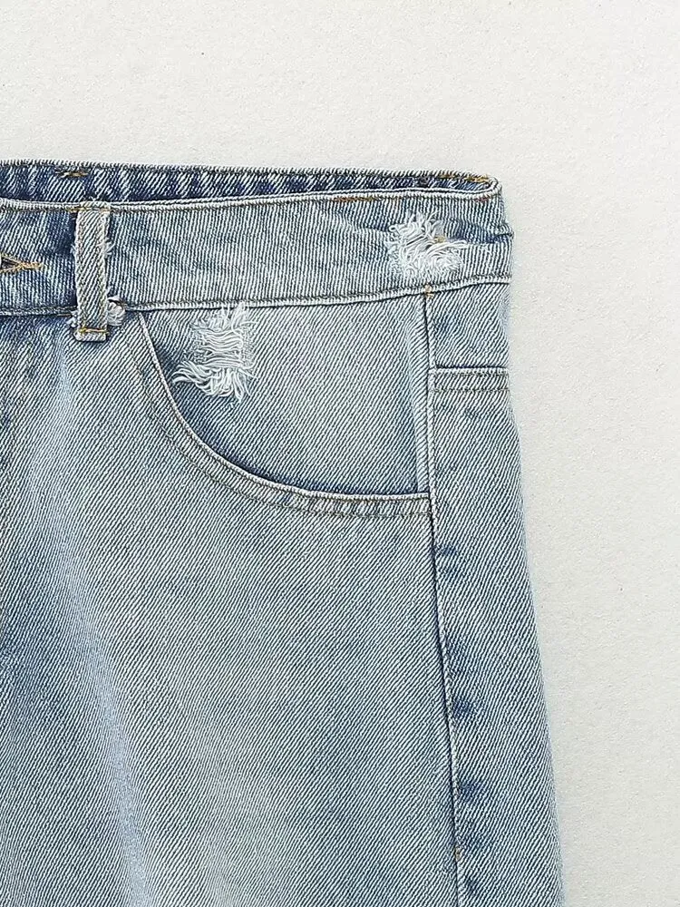 Women French Brushed Burr Denim Shorts