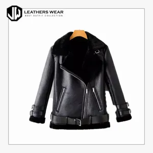 Womens Black Leather Bomber Jacket