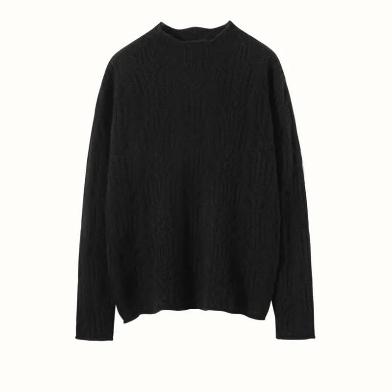 Womens Half Turtleneck Cashmere Sweater Cut-out Cashmere Pullover