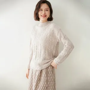 Womens Half Turtleneck Cashmere Sweater Cut-out Cashmere Pullover
