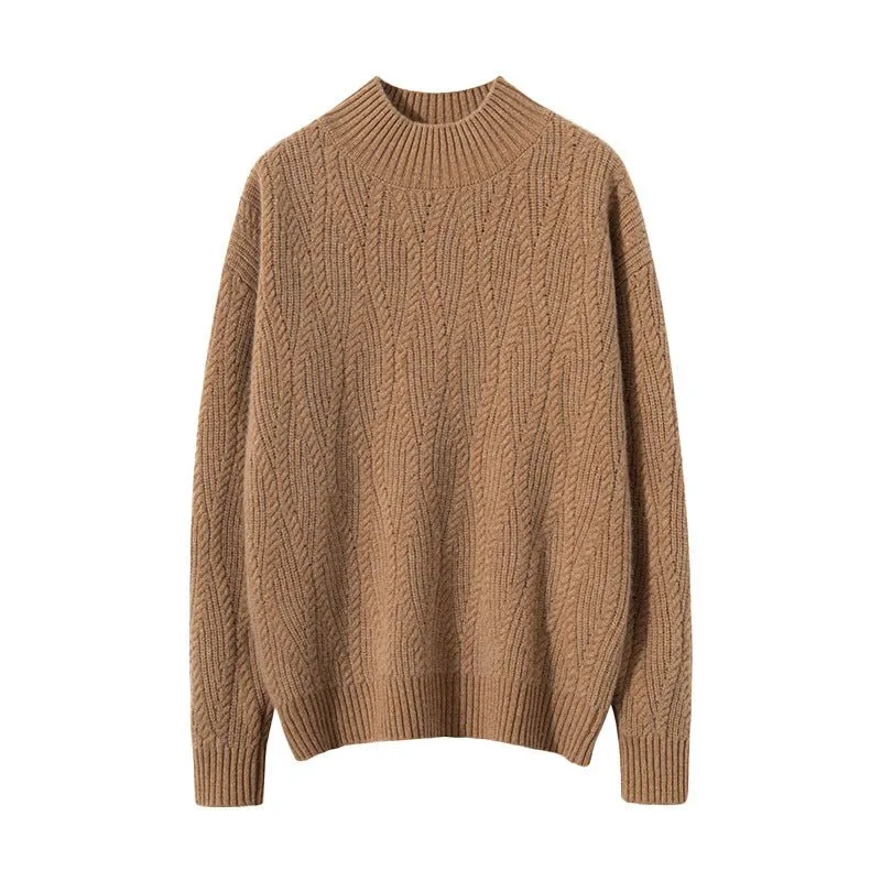 Womens Half Turtleneck Cashmere Sweater Knitted Cashmere Pullover