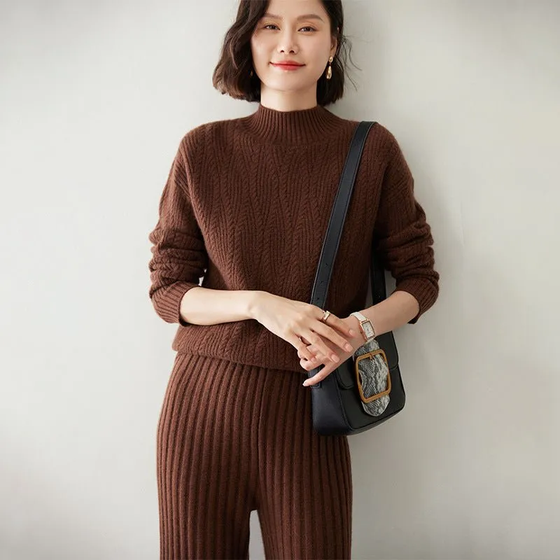 Womens Half Turtleneck Cashmere Sweater Knitted Cashmere Pullover