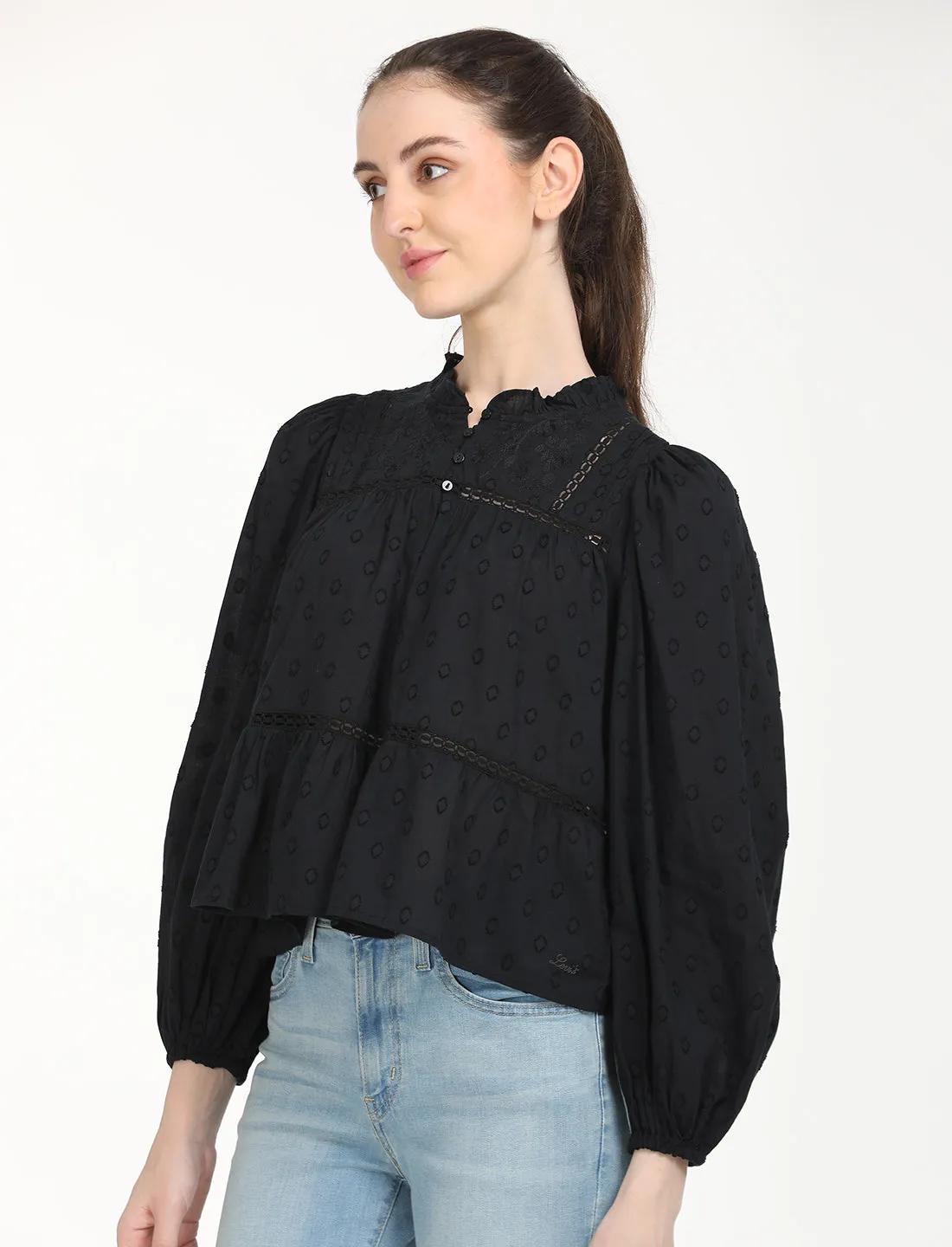 Women's Textured Black Top