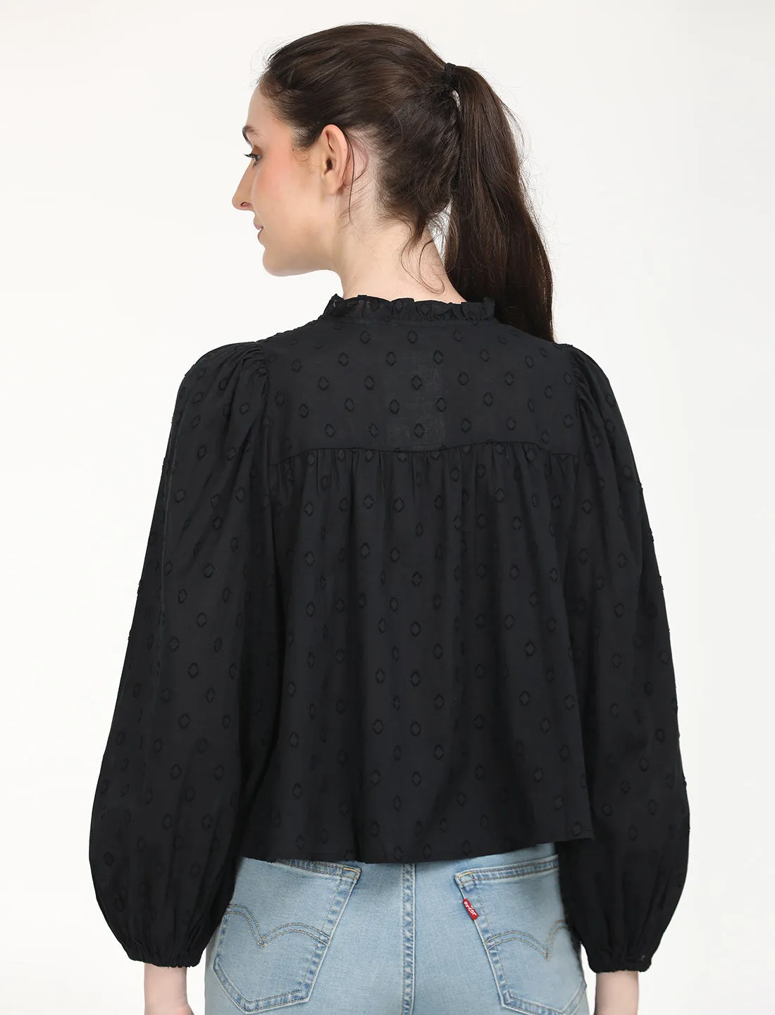 Women's Textured Black Top