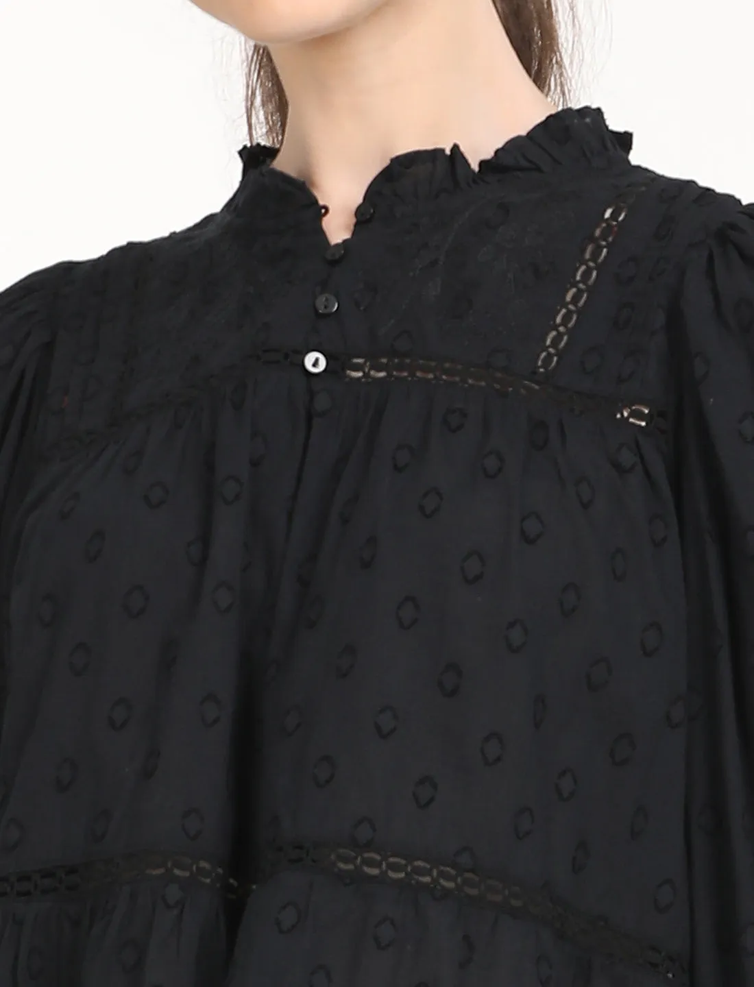 Women's Textured Black Top