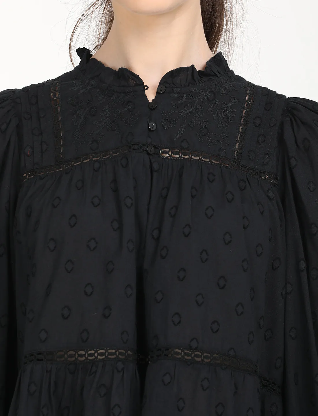 Women's Textured Black Top
