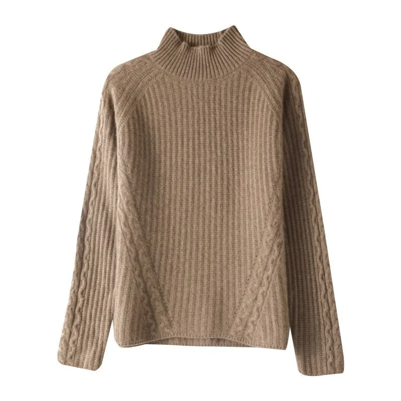 Womens Textured Mock Neck Cashmere Sweater Cashmere Pullover