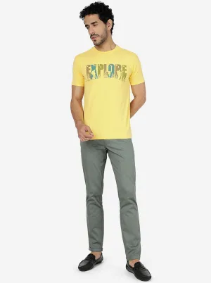 Yellow Printed Slim Fit T-Shirt | JadeBlue