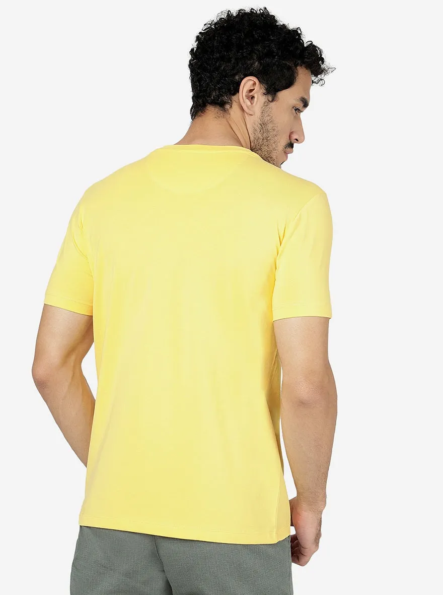 Yellow Printed Slim Fit T-Shirt | JadeBlue