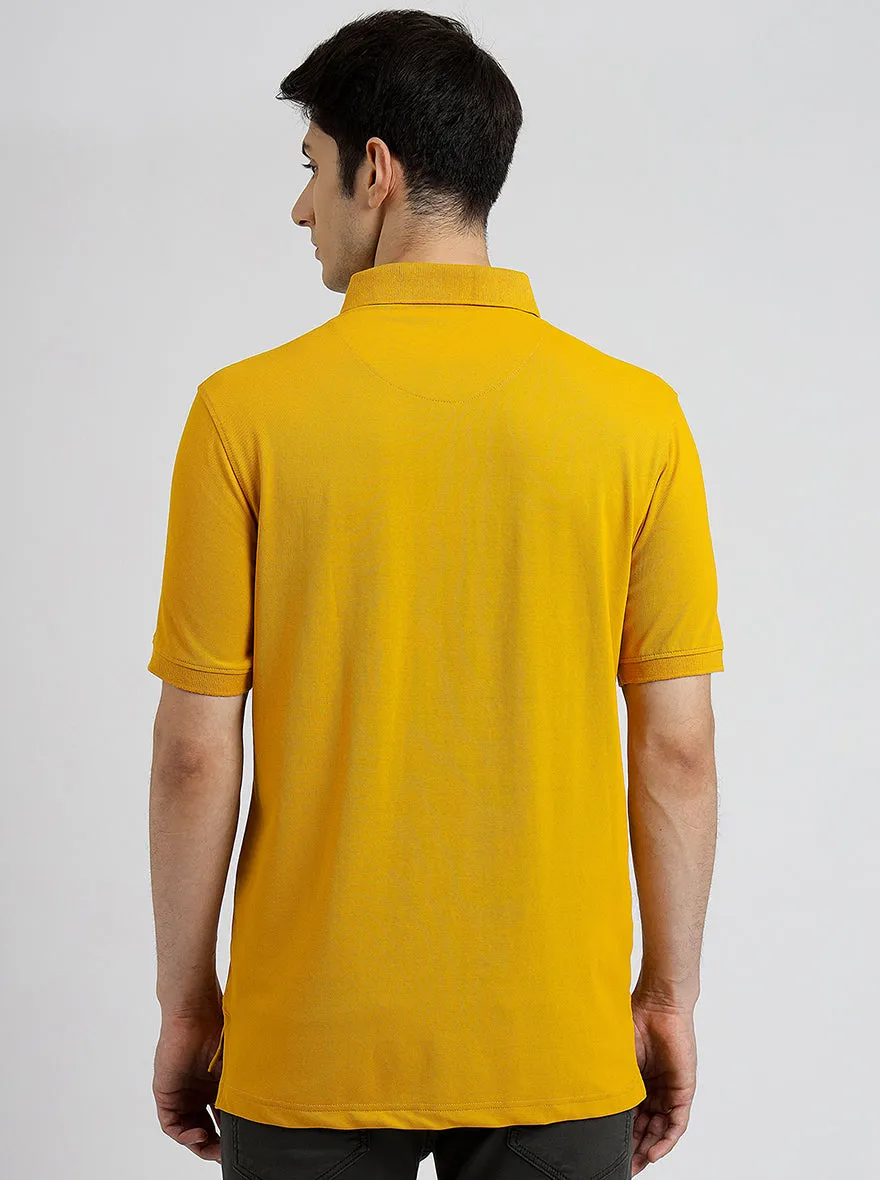 Yellow Solid Slim Fit Polo T-Shirt | JadeBlue