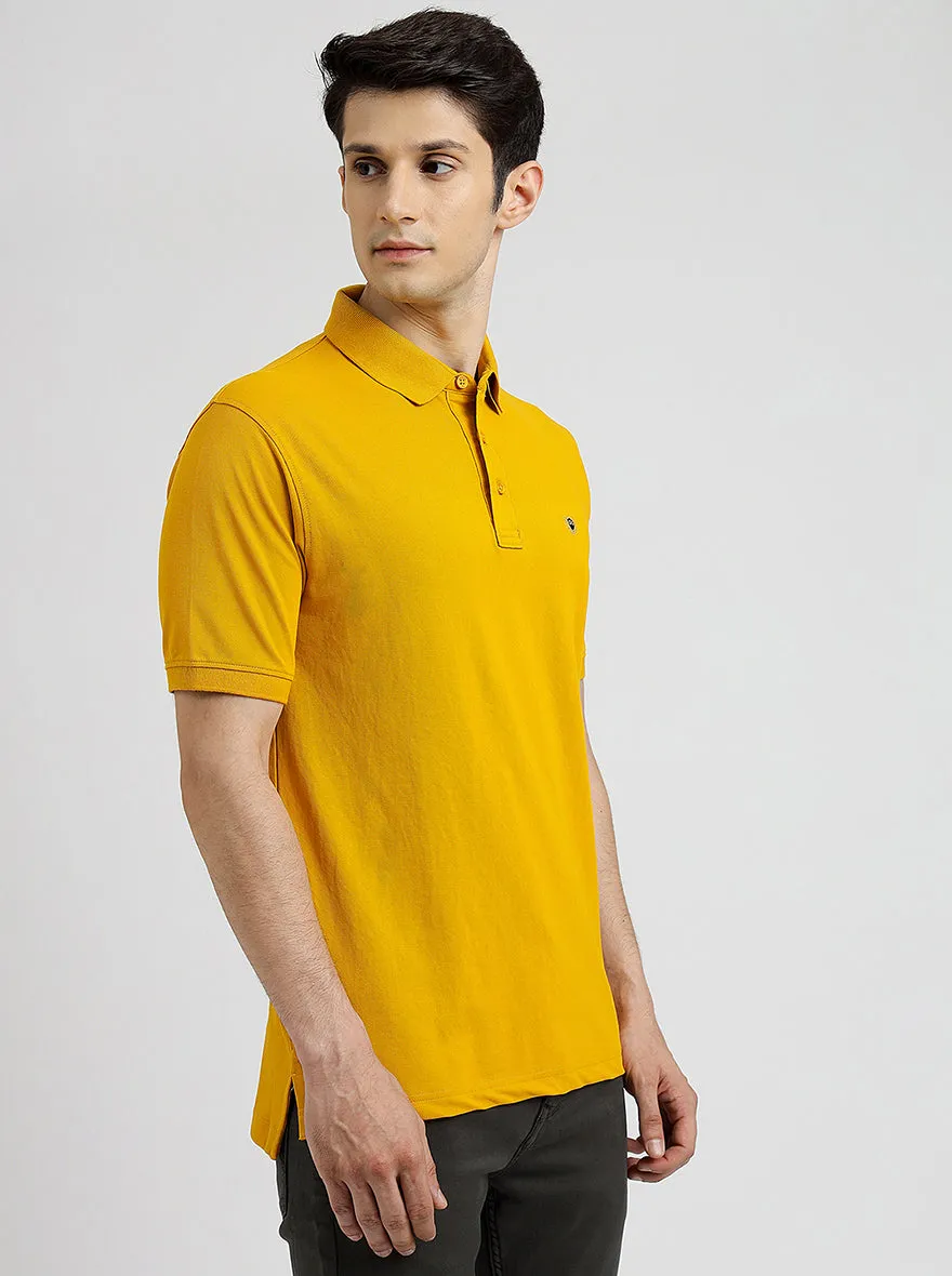 Yellow Solid Slim Fit Polo T-Shirt | JadeBlue