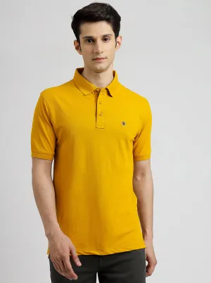 Yellow Solid Slim Fit Polo T-Shirt | JadeBlue