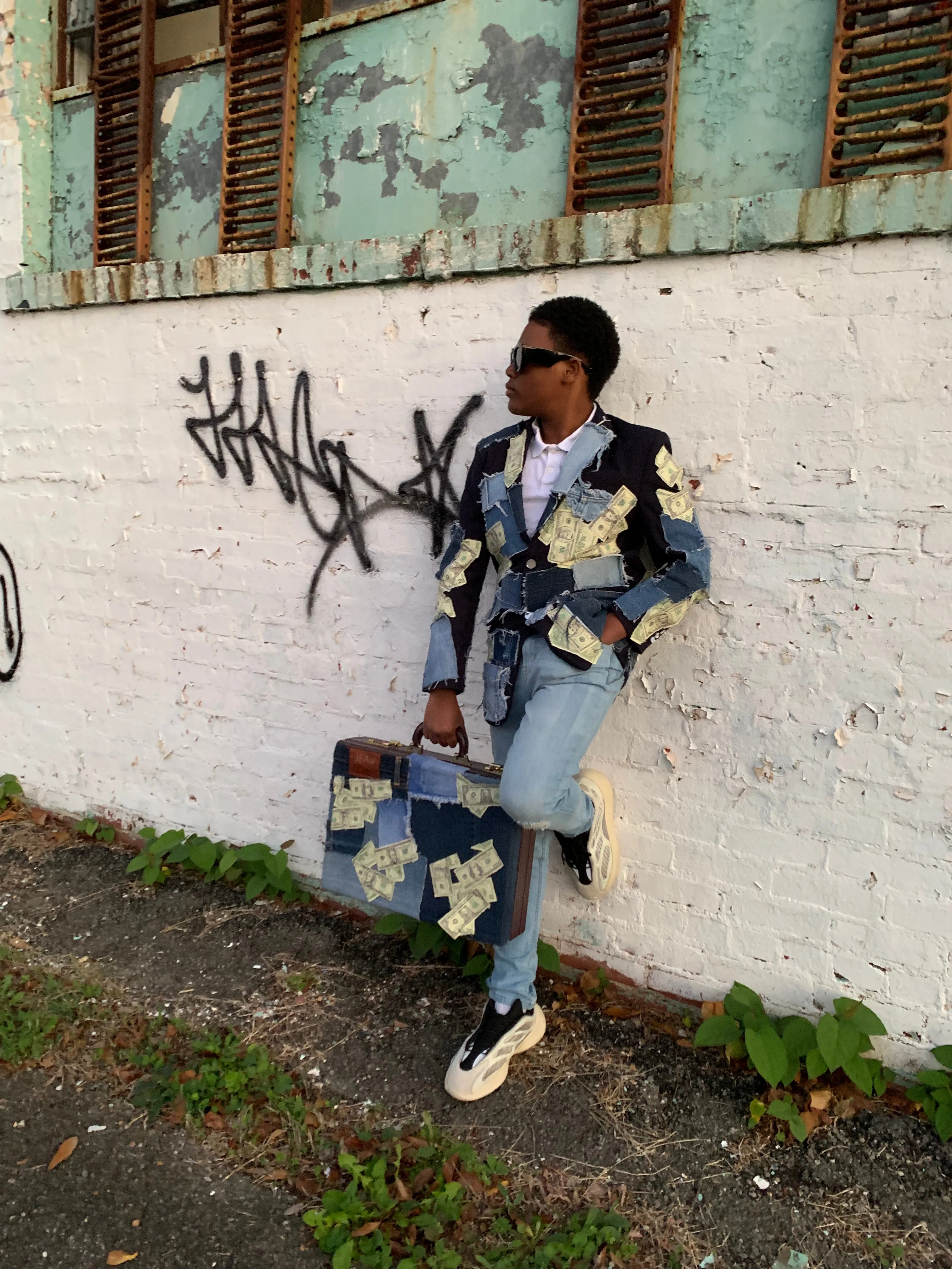 Youth Patchwork Money Blazer