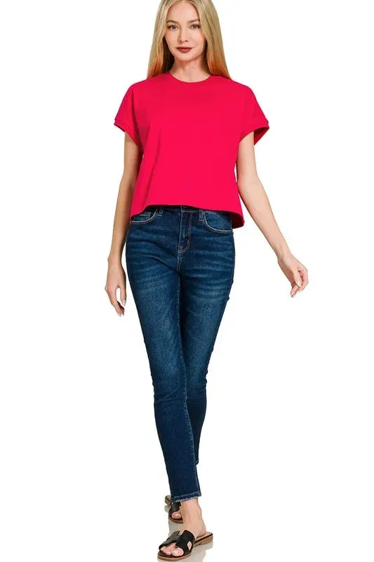 Zenana Premium Cotton Relaxed Crop Tee